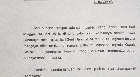 Prihatin Ada Siswa SD Korban Bom, Dispendik Surabaya Liburkan Sekolah Sehari