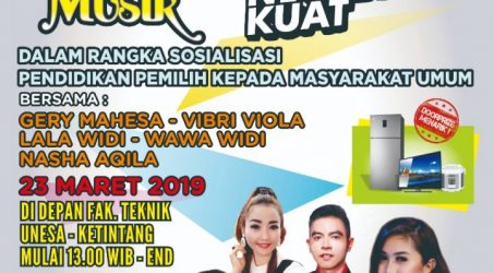 Hari ini Sabtu, KPU Jatim Gelar Konser Musik Rakyat Sadar Pemilu 2019 di Unesa