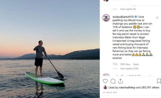 Heboh Susi Pudjiastuti Tantang Mark Zuckerberg Adu Paddle