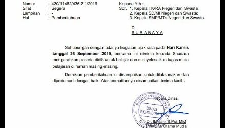 Ada unjuk Rasa, Sekolah Di Surabaya Diliburkan Sehari