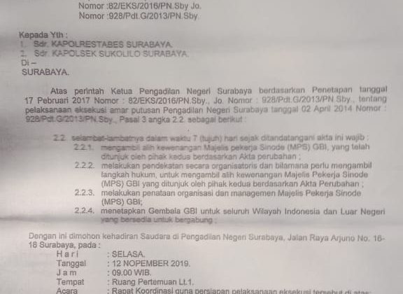 PN Surabaya Gelar Rakor Eksekusi Kepengurusan Bethany