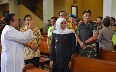 Tiga Pilar Jawa Timur saat memantau keamanan Gereja jelang perayaan Natal