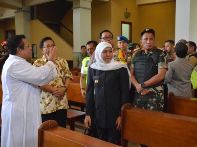 Tiga Pilar Jawa Timur saat memantau keamanan Gereja jelang perayaan Natal