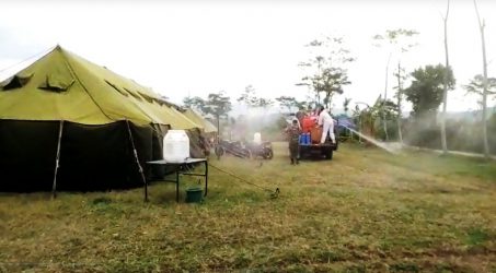 Tenda Pleton Satgas TMMD Reguler Brebes Disemprot Disinfektan 
