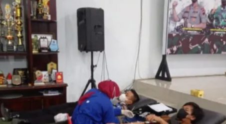 Polres Tegal Donor Darah Semarakkan Hari Juang 45 di Makodim 0712 Tegal