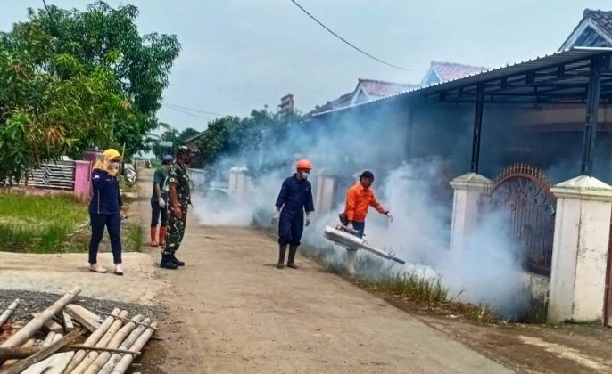 Cegah DBD Mewabah di Cikeusal Kidul, Tim Kesehatan Puskesmas Adakan Fogging dan PSN