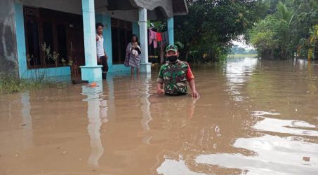 Banjir Akibat Luapan Sungai Pemali Menggenangi Permukiman Warga di Brebes