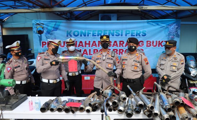 Polres Tegal Musnahkan Ratusan Knalpot Brong dari Hasil Operasi Rutinitas Sejak 6 Januari 2022
