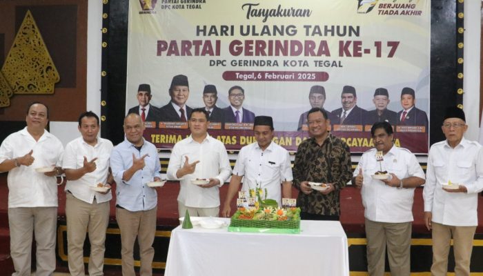 Hadiri HUT ke-17 Partai Gerindra, Pj Walkot Tegal Ajak Sukseskan Program Prioritas Pemerintah
