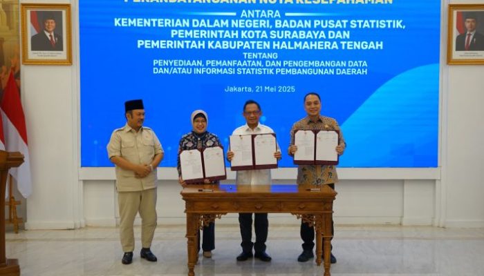 Pemkot Surabaya Teken MoU Trilateral Data Statistik Pembangunan