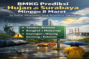 Minggu 8 Maret BMKG Prediksi Hujan di Surabaya, Ini Daftar Kecamatan yang Berpotensi Diguyur