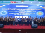 Penandatanganan MoU Kemnaker dan Ubhara Jaya untuk Penguatan SDM Siap Kerja di Bekasi.