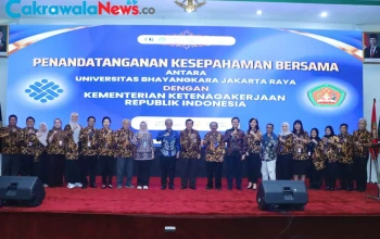 Penandatanganan MoU Kemnaker dan Ubhara Jaya untuk Penguatan SDM Siap Kerja di Bekasi.