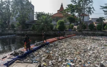 Pencegatan sampah di kalitebu