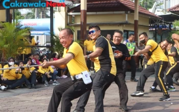 Polres Tegal Kota Gelar Olahraga Bersama Sambut Hari Bhayangkara Ke 80