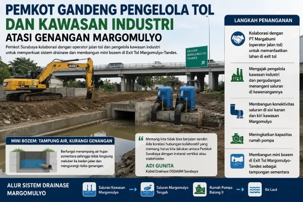 Pemkot Surabaya Gandeng Pengelola Tol dan Kawasan Industri Atasi Genangan Margomulyo